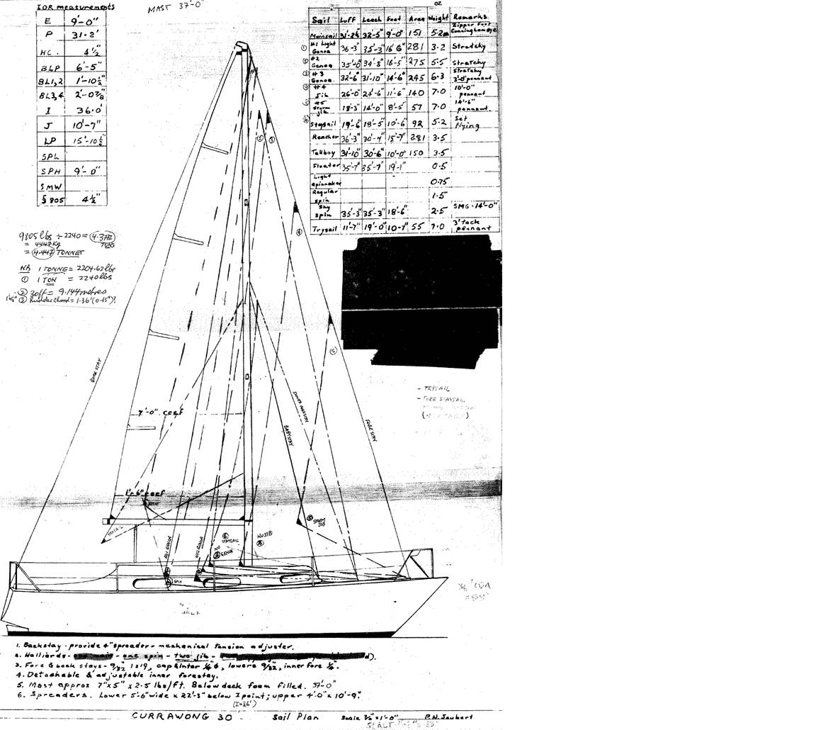 Currawong IOR sail plan