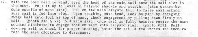 nacra 5.8 mainsail raise. lower.