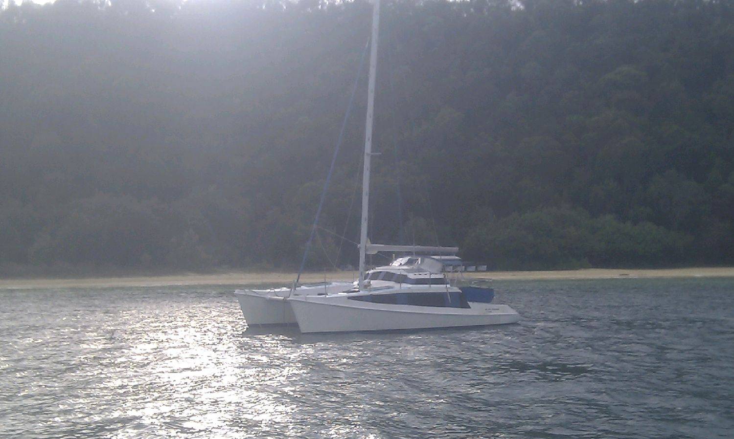 My boat anchored up at Tangalooma