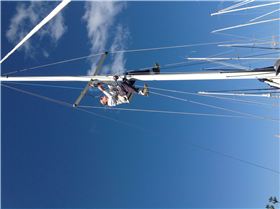 Phil; the Rigger, up the mast