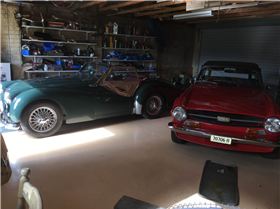 TR2 and TR6 in garage