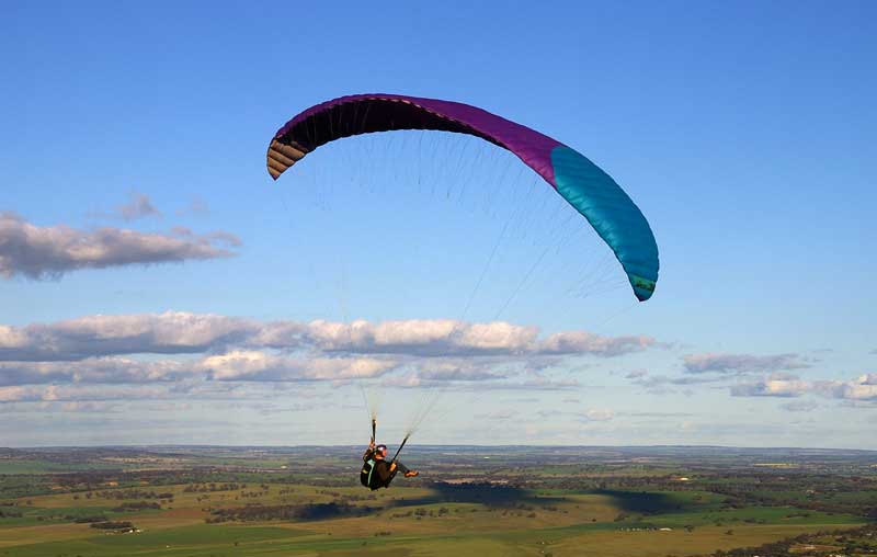 Shaun playing with his paraglider