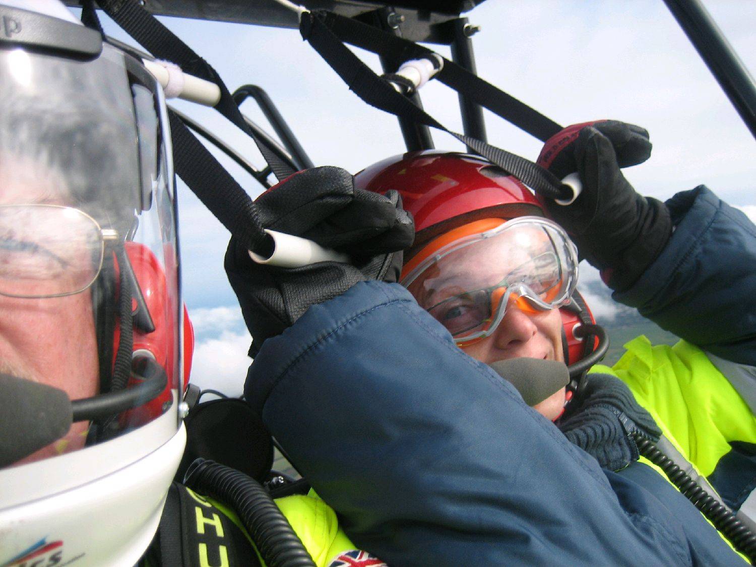 A daughters first flight in dads Aerochute