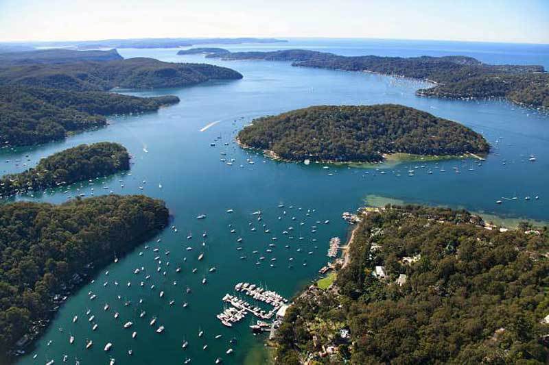 Pittwater-Scotland-Isld aerial of course view