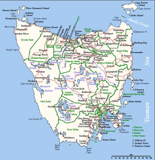 Map of Tassie