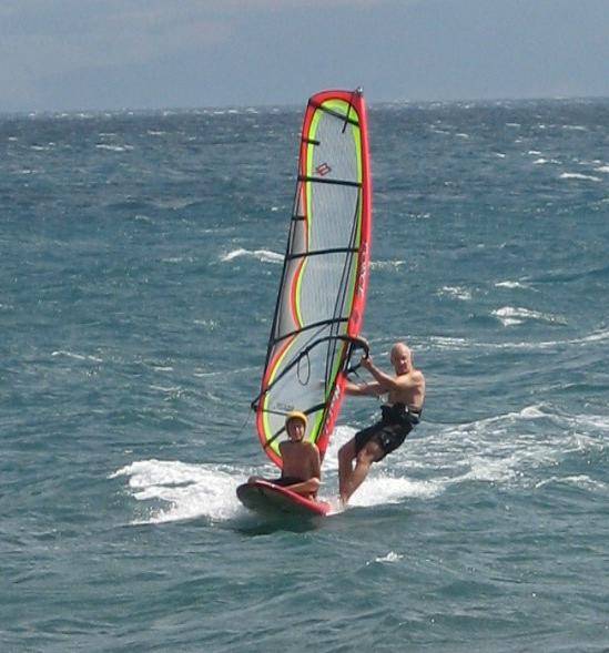 SUP sailing with passenger