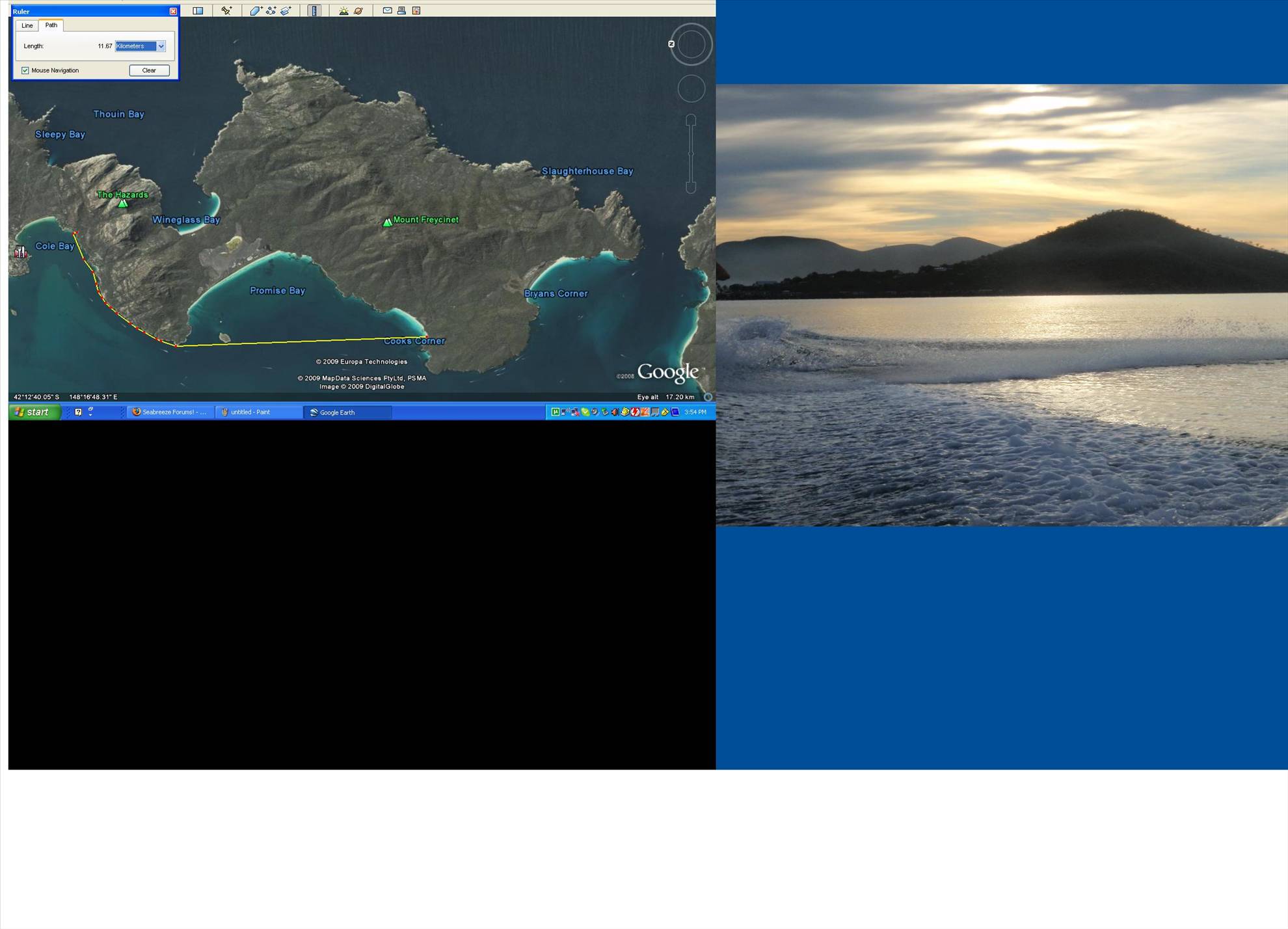 Map of Freycinet Peninsula. N is left