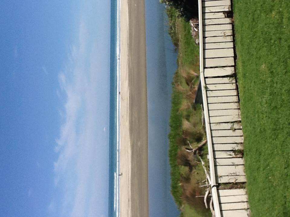 Slow flowing river out front of house.