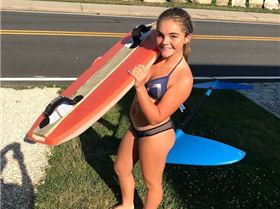 Macy with Shortest Foil Board in the World