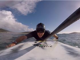 Lying down to paddle