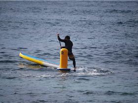 Trav making it look easy and the race winning board