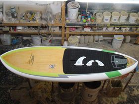 Phil with his 8'10" x 33.5" x 150 ltr timber deck Fun Board SUP