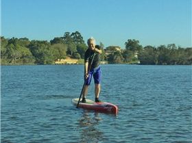 67 yo Loris on the Fanatic 12'6" race board
