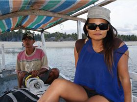 Captian Hues Angore on the helm