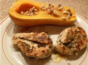 2 Butternut Squash & Pan sauted basil chicken