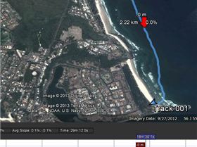 View of Google Earth with track speed graph