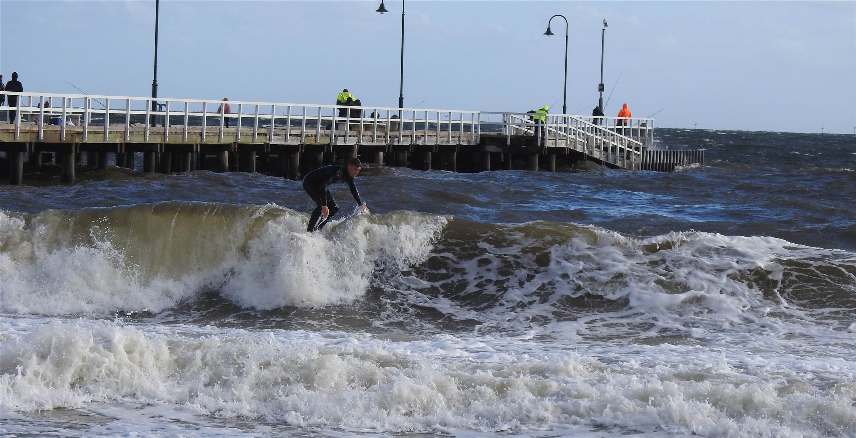 storm waves at Kerferd Road pier in Port Phillip Bay