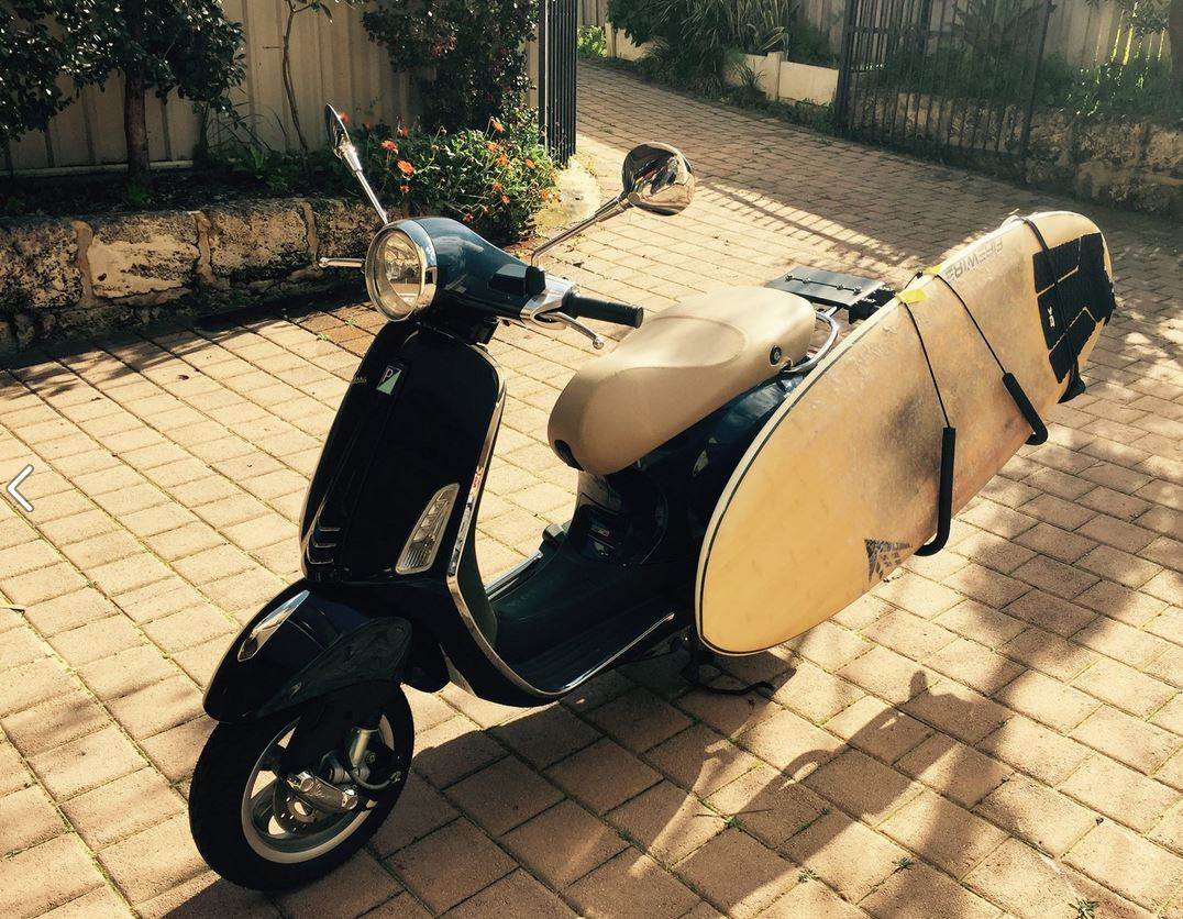 Vespa with surf rack