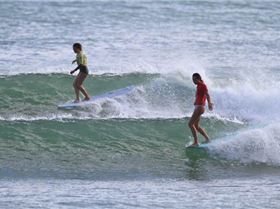 An all-American final - Sierra Lerback (front) and Mele Saili