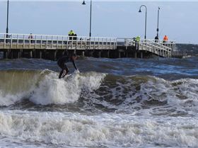 storm waves at Kerferd Road pier in Port Phillip Bay