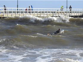 storm waves at Kerferd Road pier in Port Phillip Bay