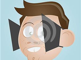 illustration-cartoon-man-blinkers-pale-blue-background-29940860