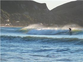 Crescent moon/sunrise over mak