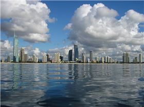 Q1 and Surfers Paradise reflection in the sea