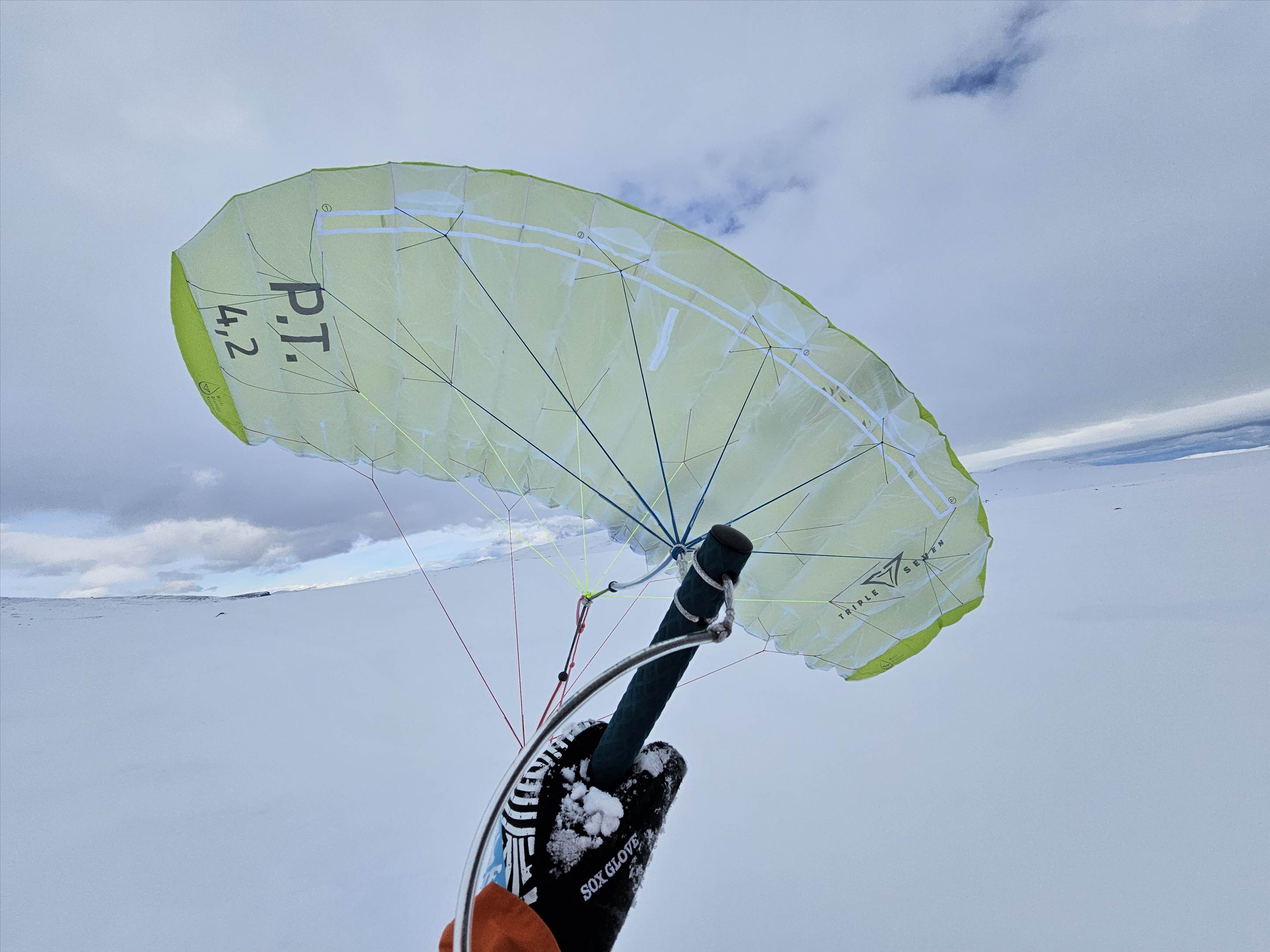 First 777 ParaTow ride, on snow