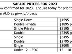 Safari Lodge 2023 prices
