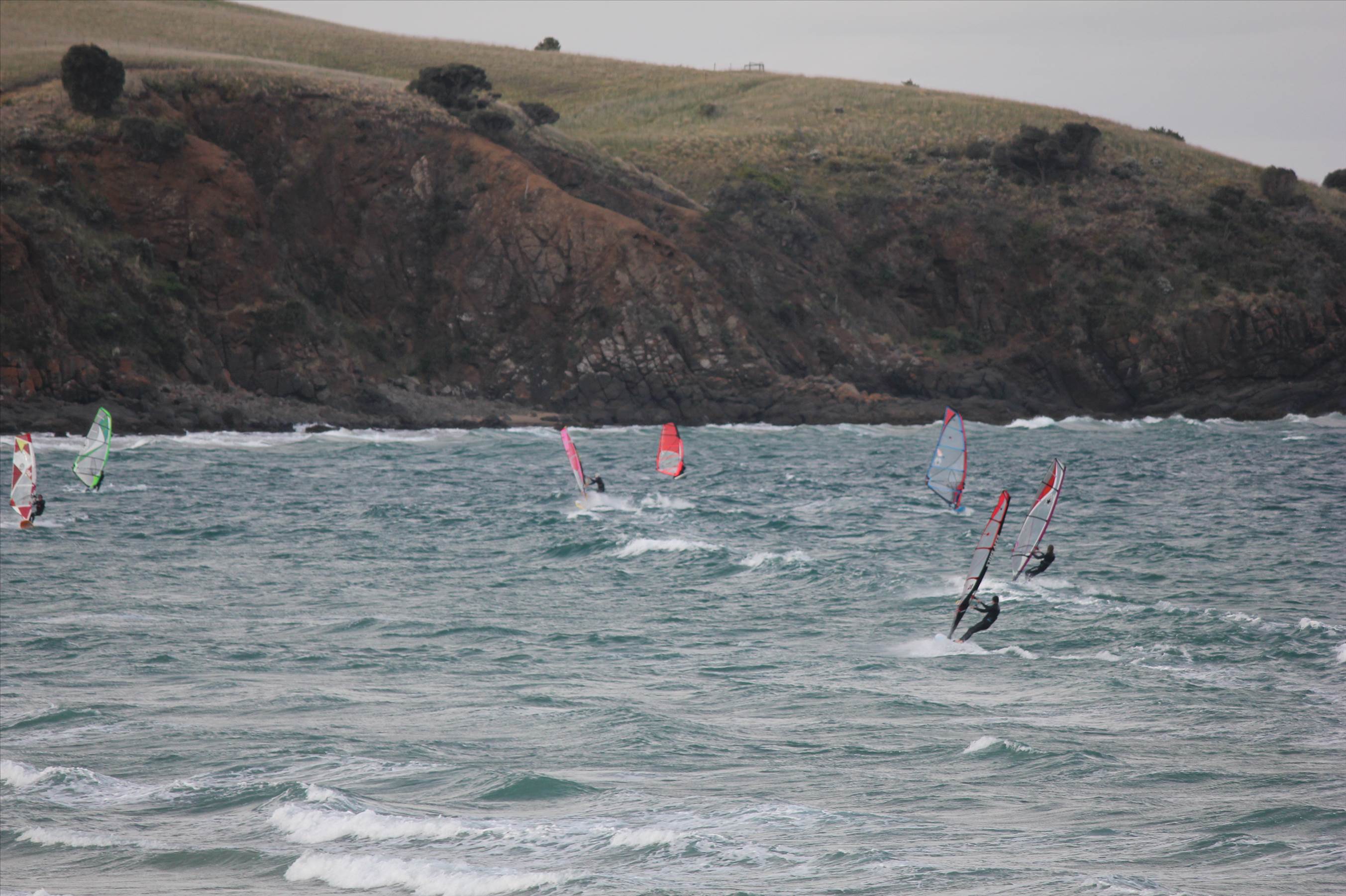 View of the Crew out the kitchen window