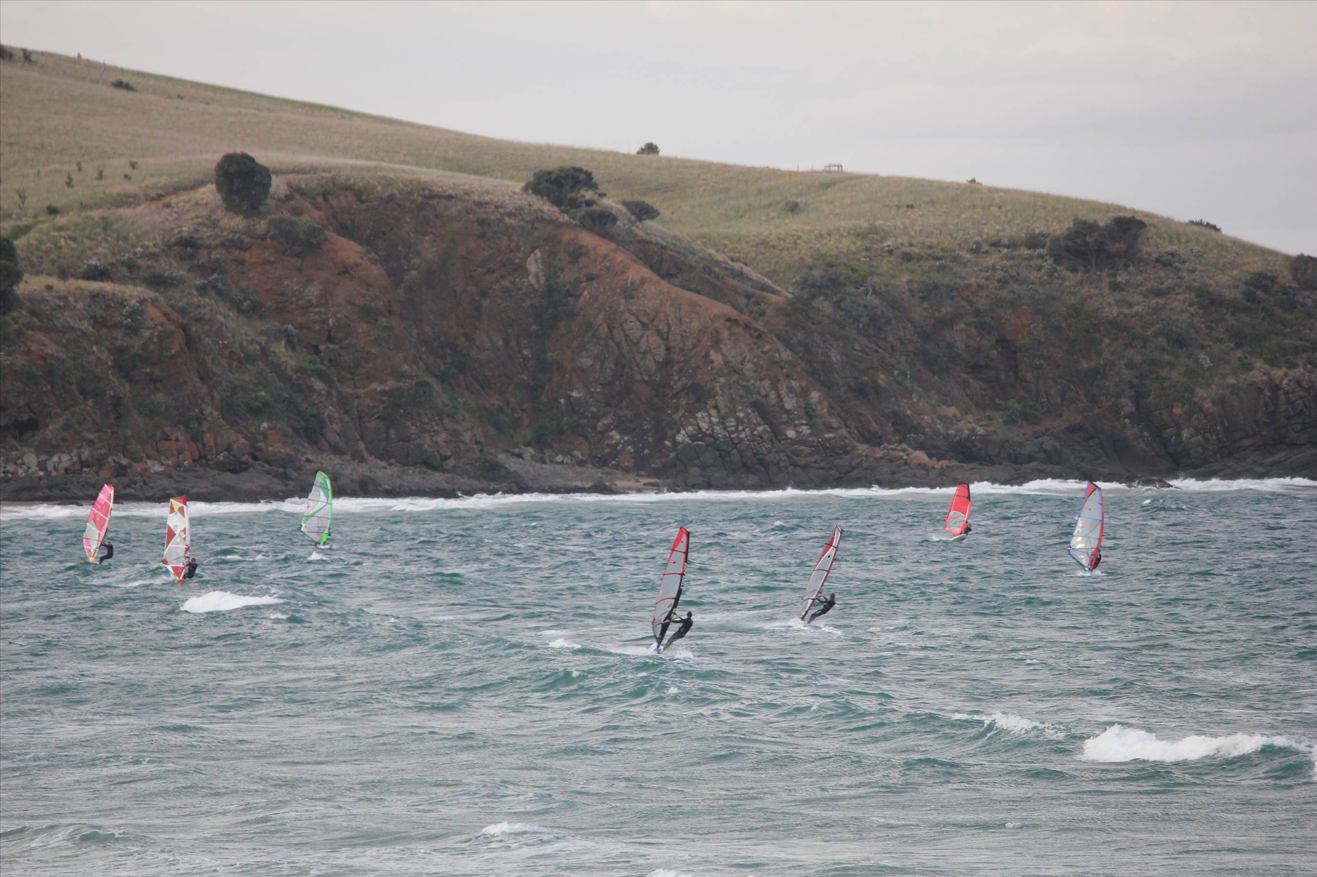 View of the Crew out the kitchen window