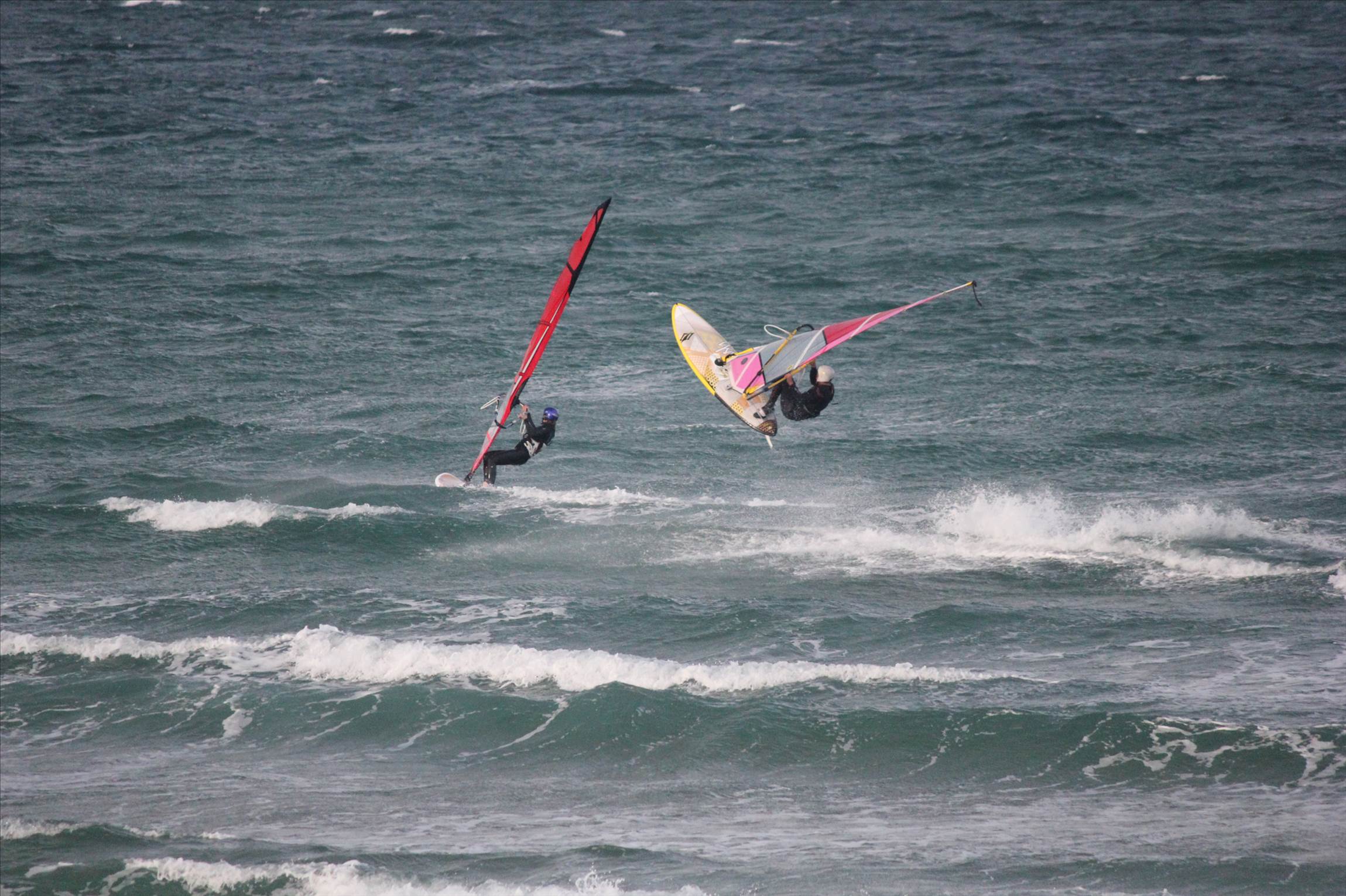 View of the Crew out the kitchen window