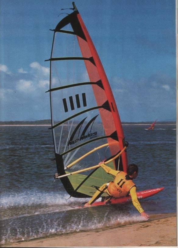 A certain well known Aussie wave sailor (much younger then) showing how close to the bank you could 