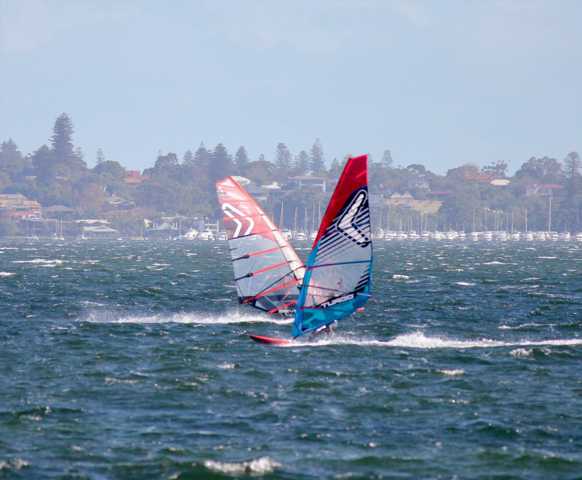 Various Windsurfers on River at Melville at the weekend