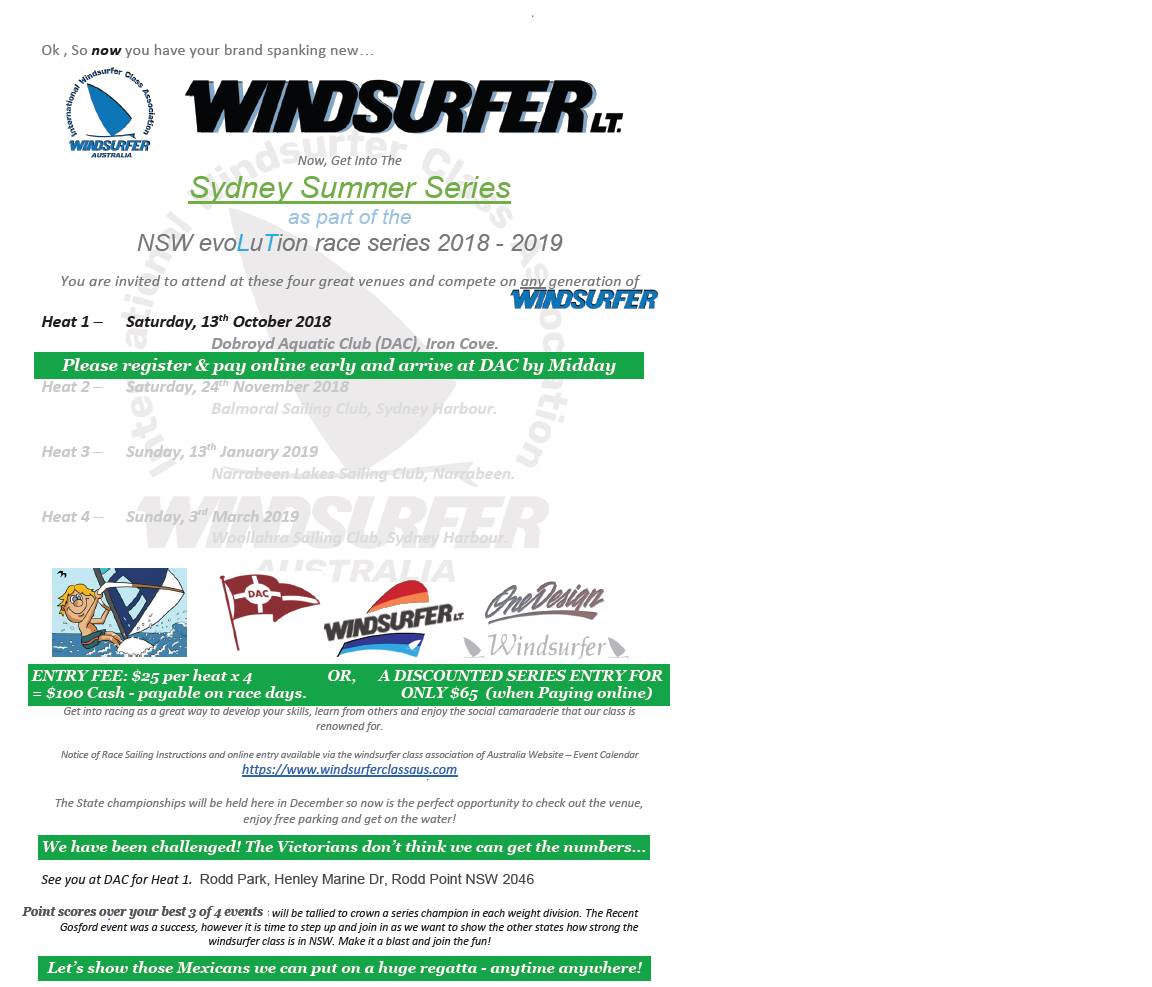 Windsurfer Class Summer Series