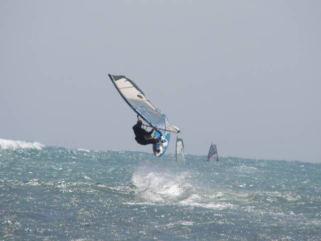 Ryan jumping at Coro ... only started windsurfing 4 months ago