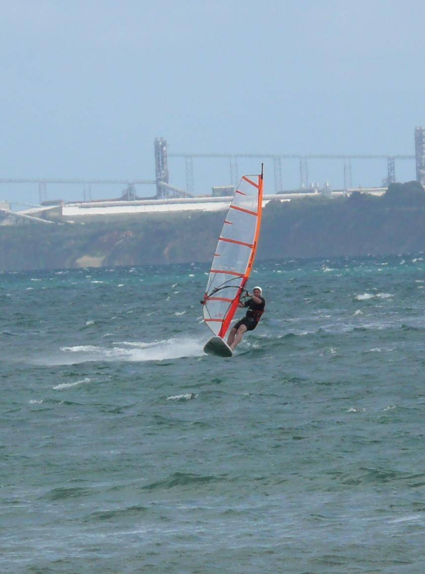 Enjoying a good flat windy session in Portland
