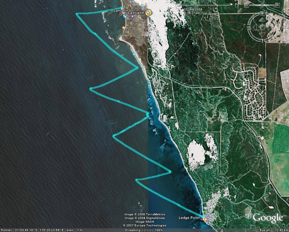 Ledge to Lancelin 2008 GPS track