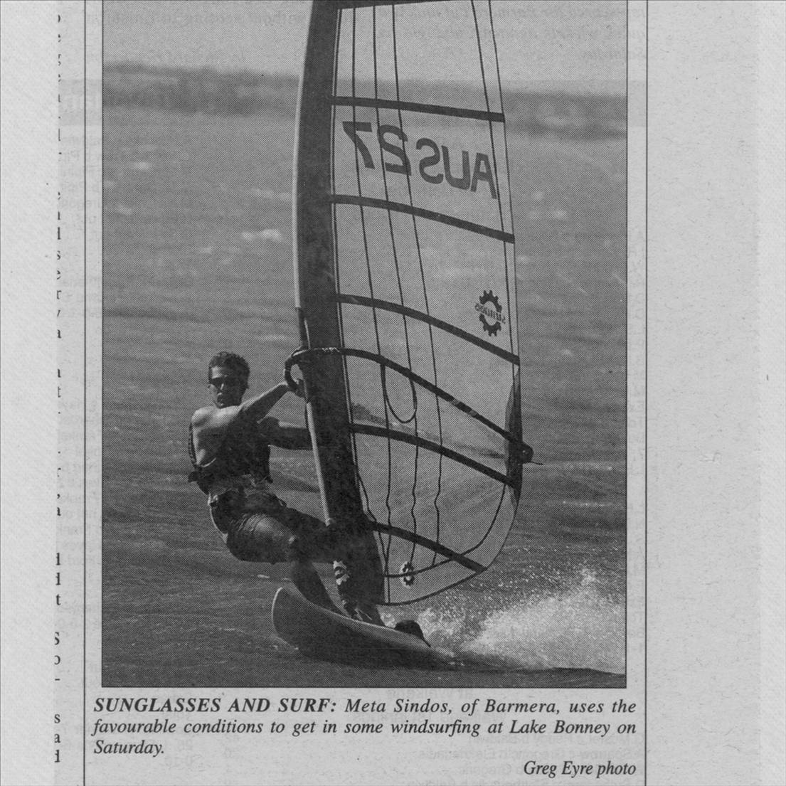 1997 Choco windsurfing on lake Bonney