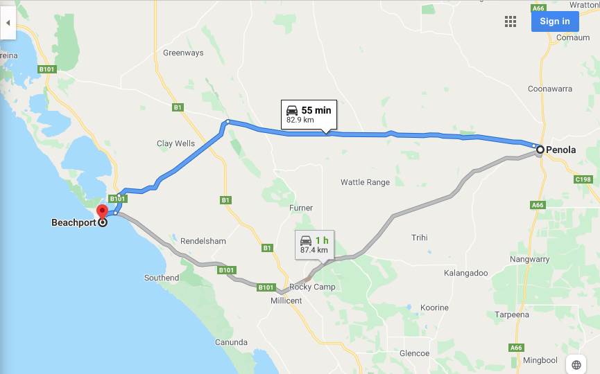 Penola to beachport