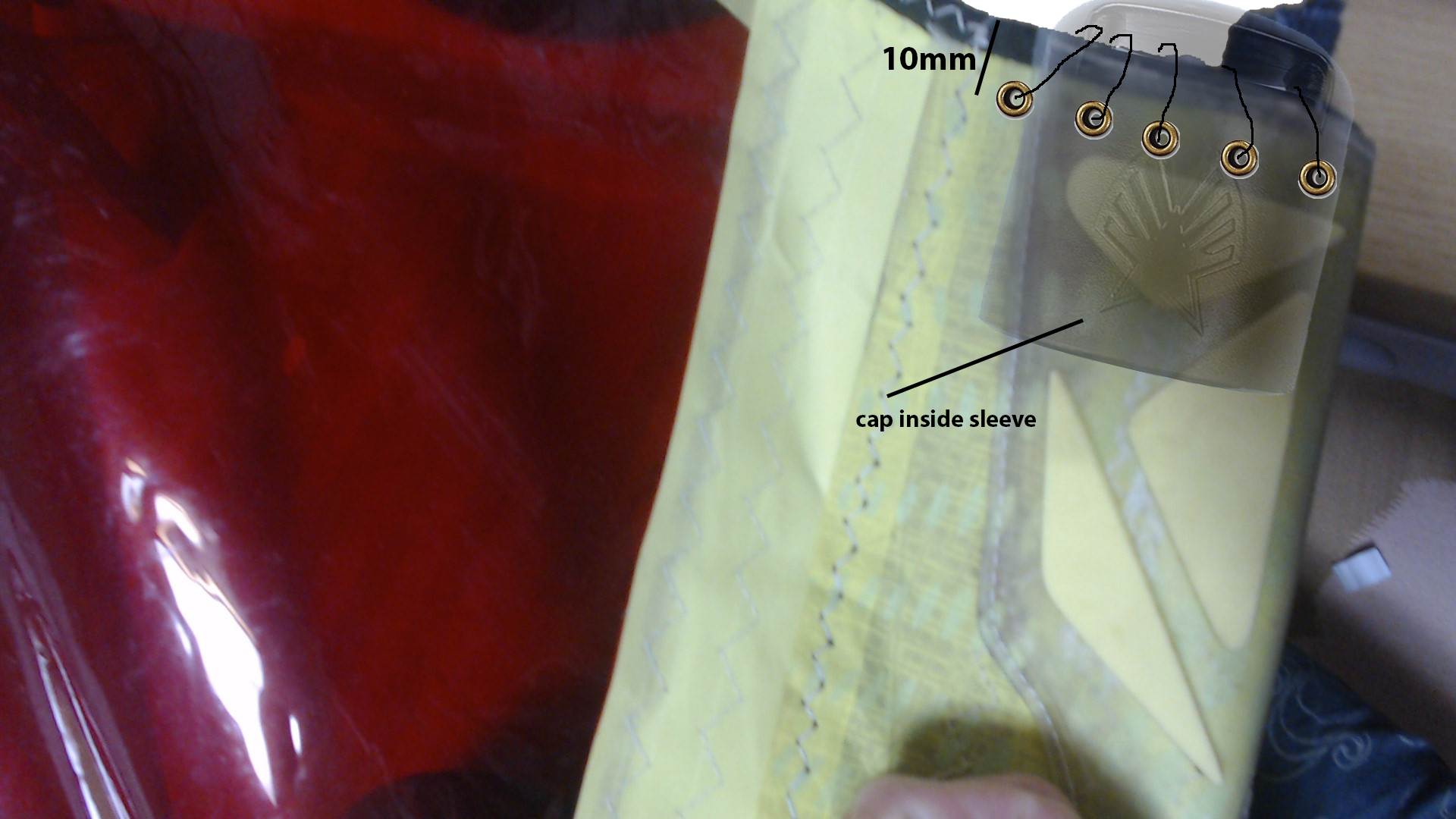 eylet repair to mast cap