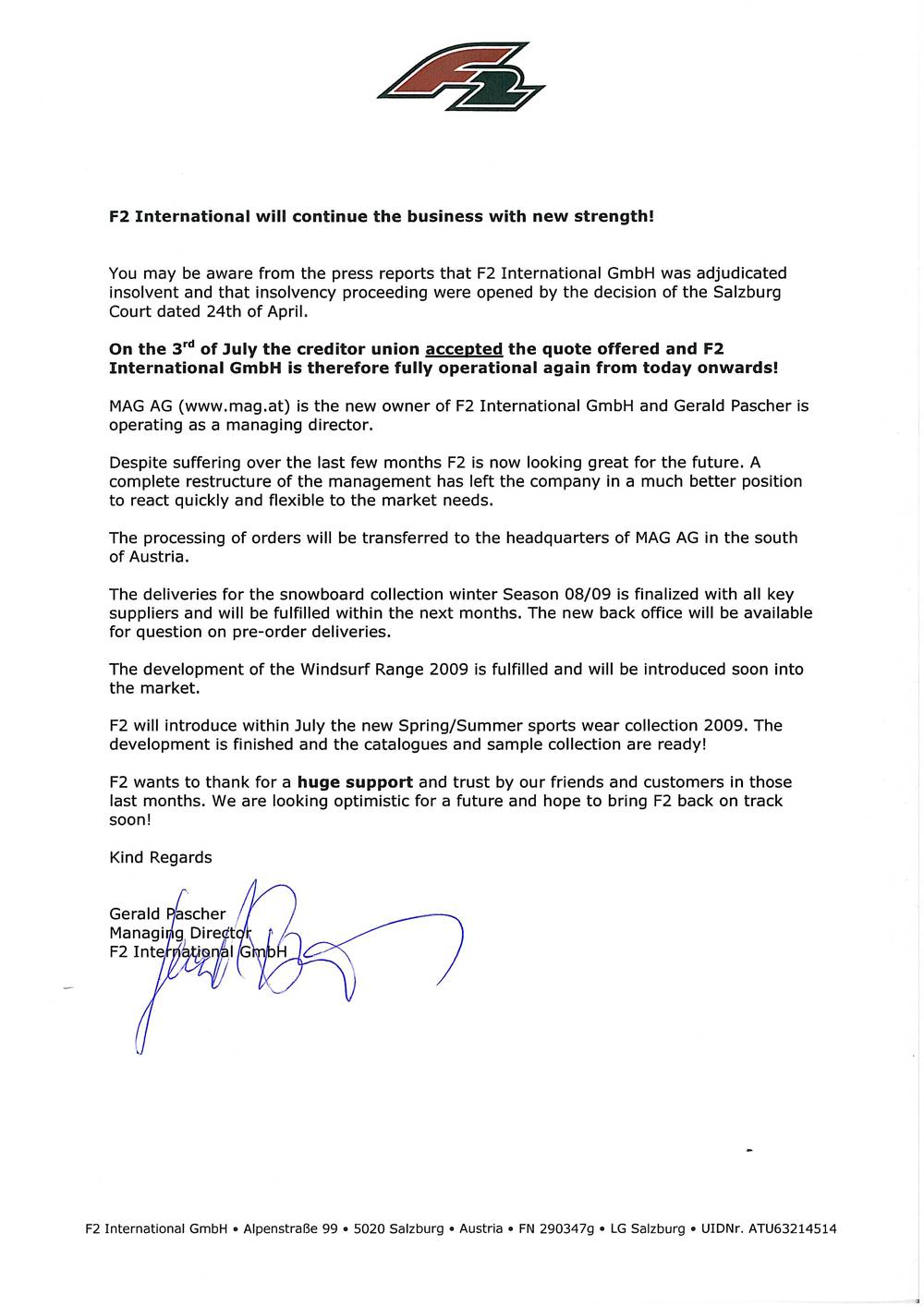 F2 official press release