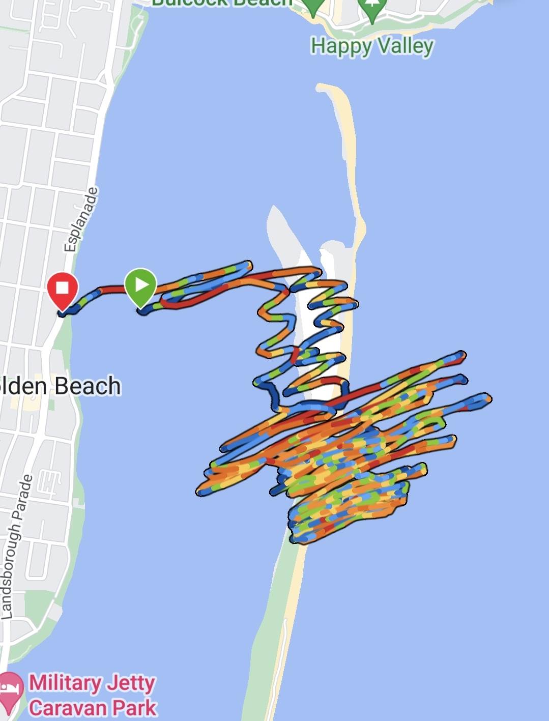 Wavesailing between the Bribie islans