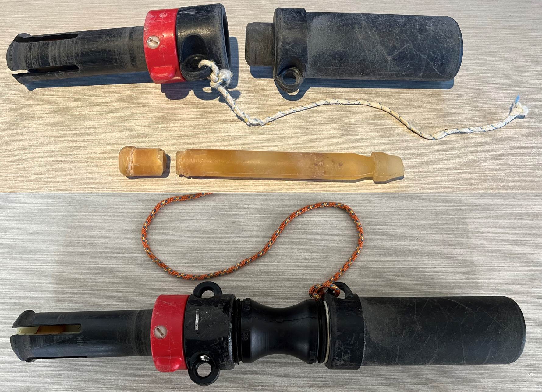 Mast base before and after