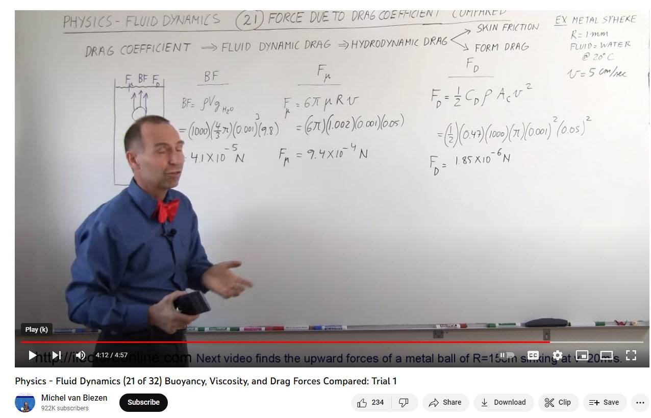 Physics - Fluid Dynamics (21 of 32) Buoyancy, Viscosity, and Drag Forces Compared: Trial 1