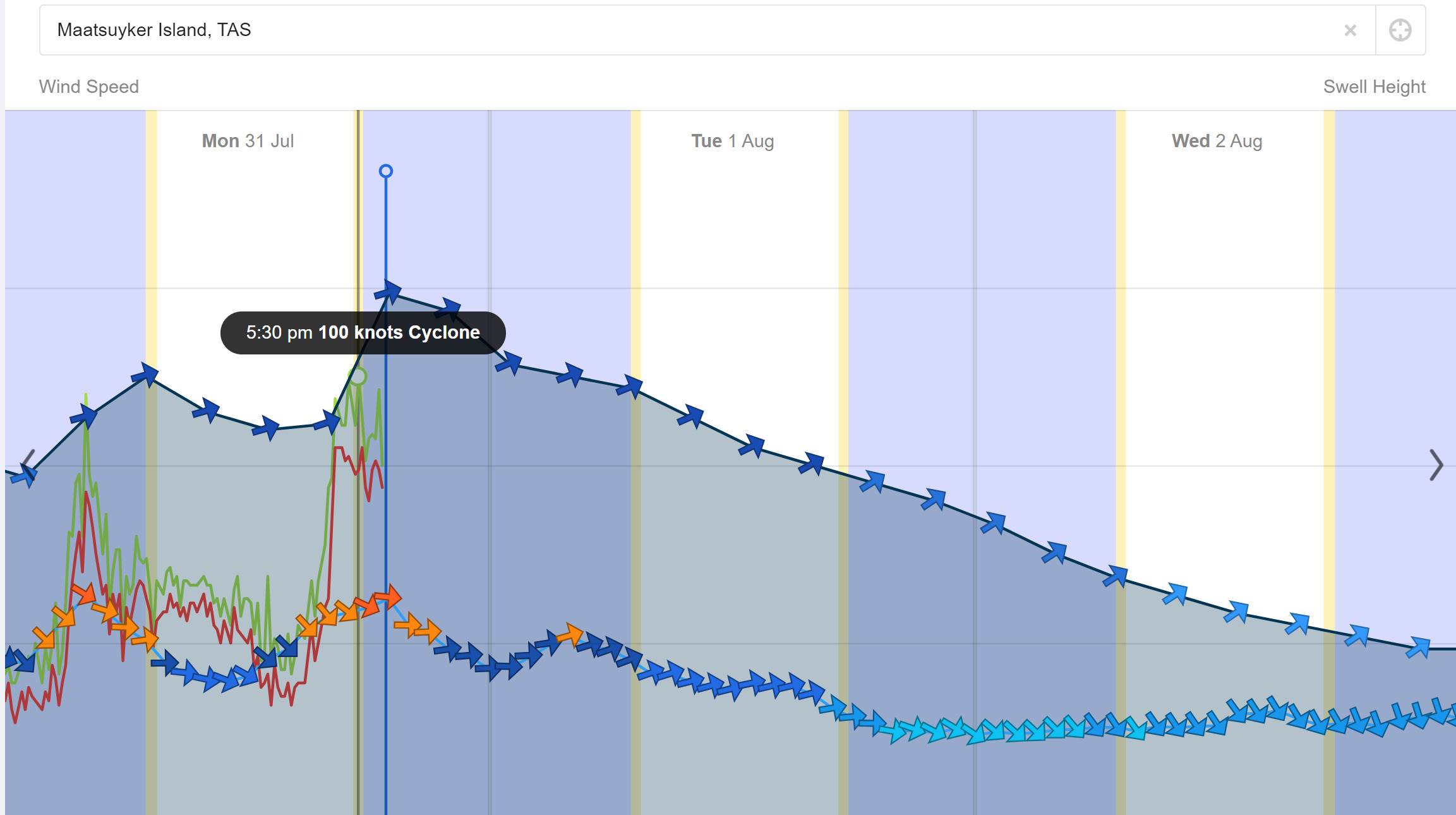 Maatsuyker 31-07-23 (100 knots) - chart
