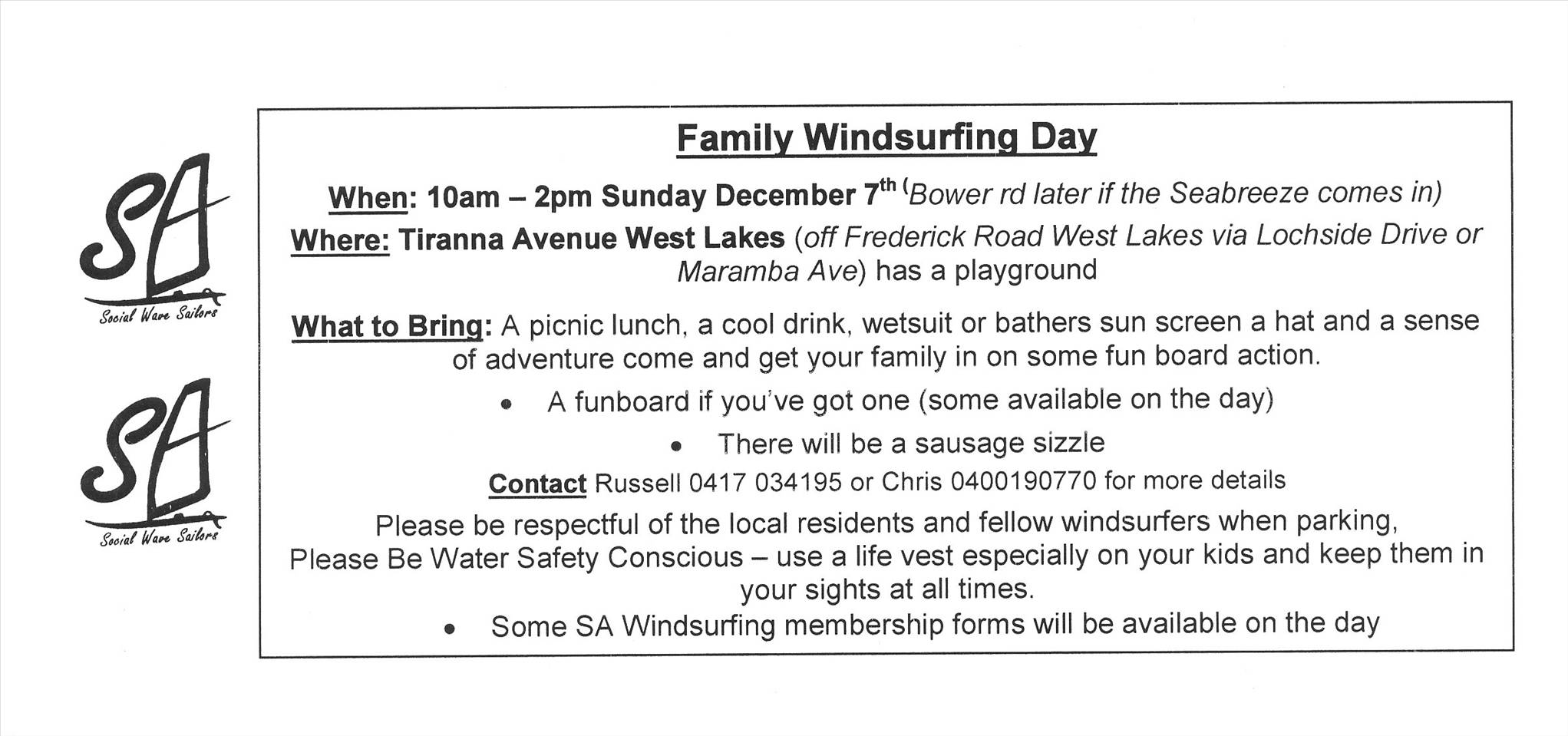 Family Day for SA Wavesailors - Westlakes