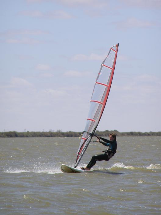 Alex windsurfing at Boggy Lake on the 10th of Feburary