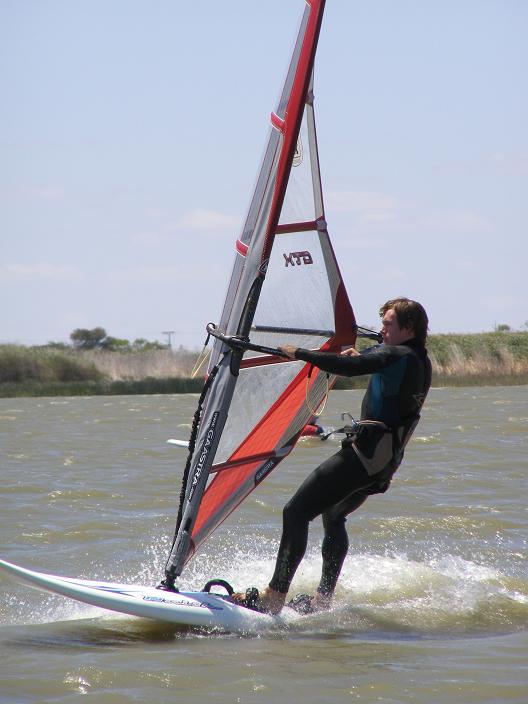 Alex windsurfing at Boggy Lake on the 10th of Feburary